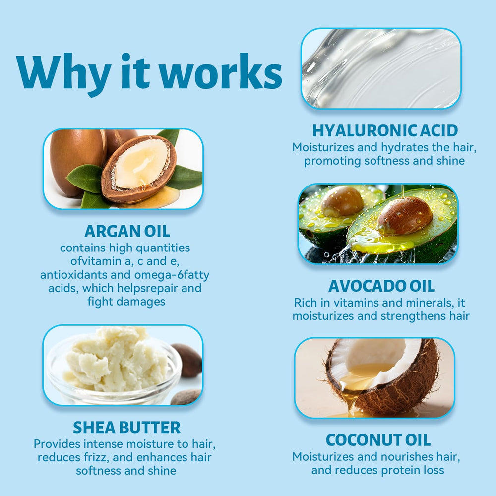 L LUSETA ingredient display with argan and avocado oils for nourishing benefits