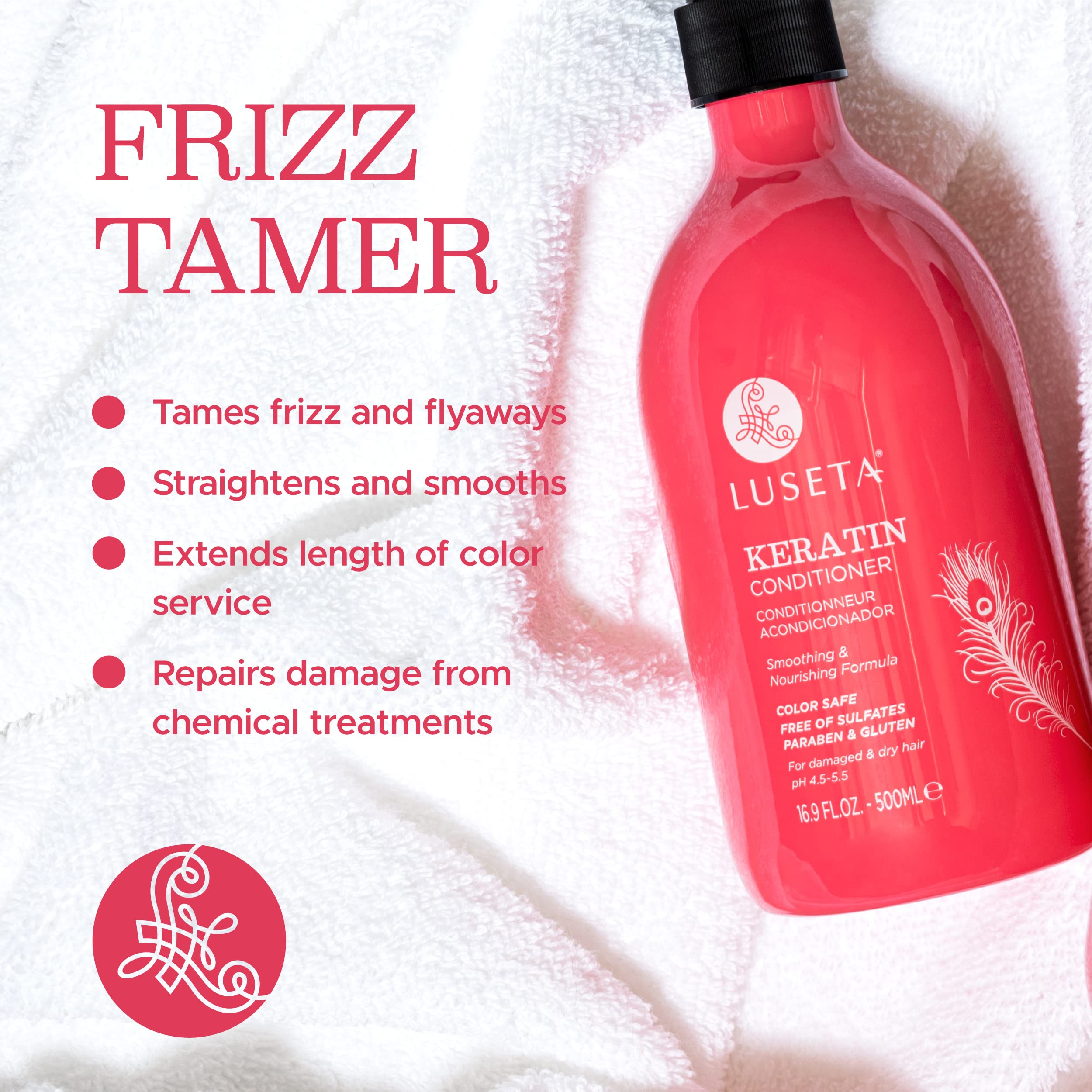 L LUSETA pump and label close-up highlighting product details and ease of use