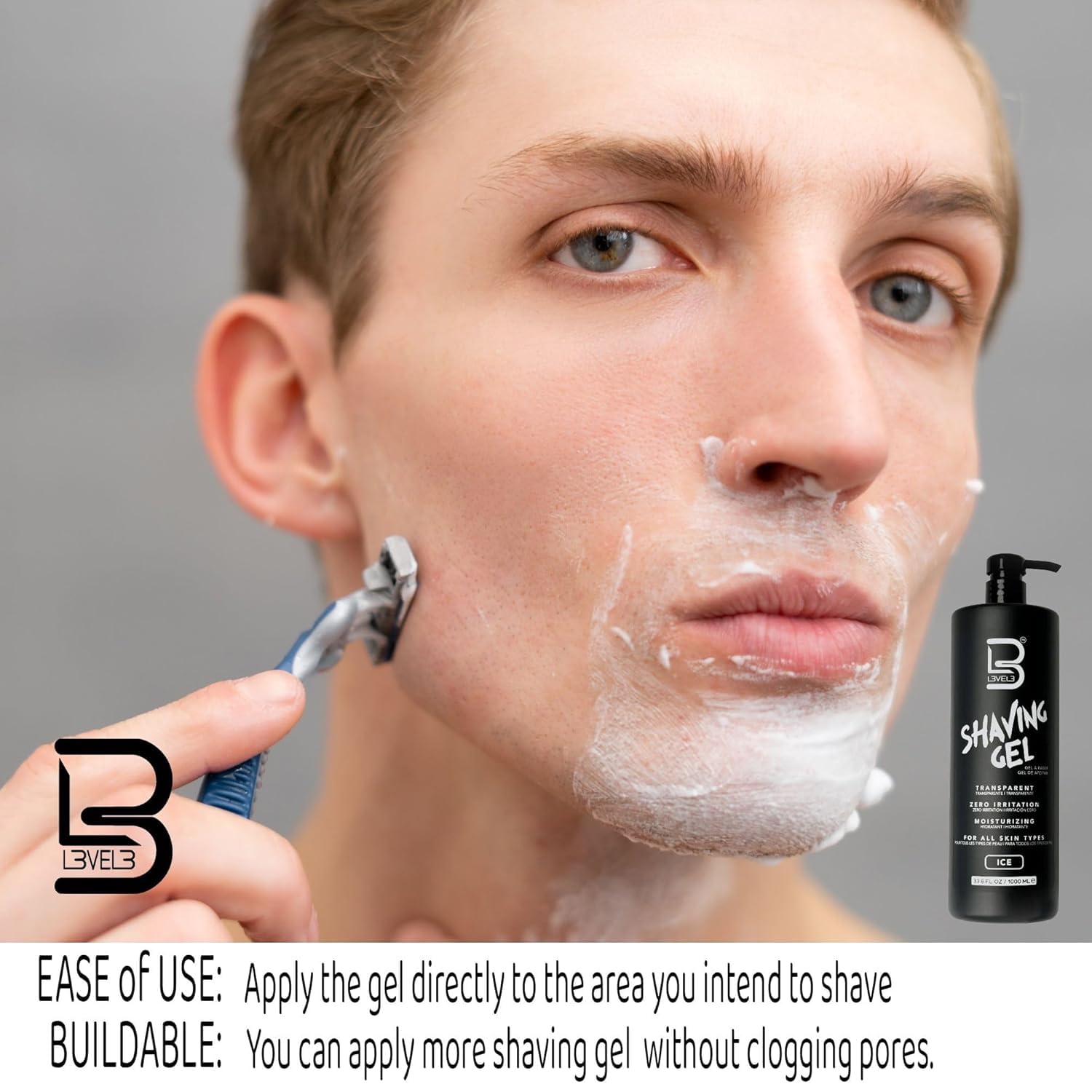 L3 gel applied to cheek demonstrating visibility and precision benefit
