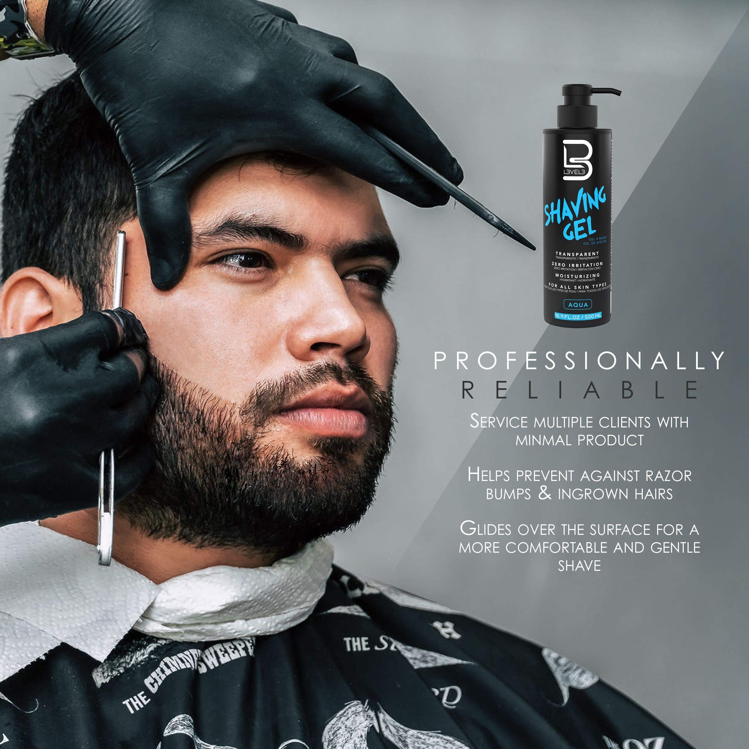 L3 gel applied to face demonstrating precise visible shaving