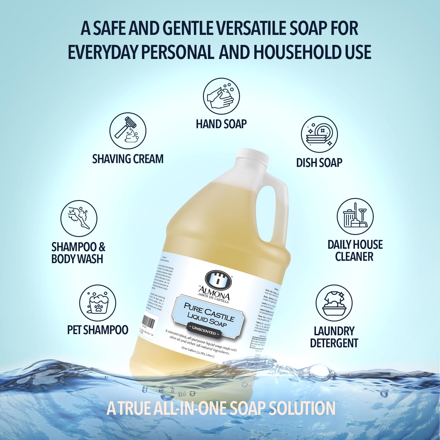 Washing greasy dishes with La Almona soap highlighting degreasing power