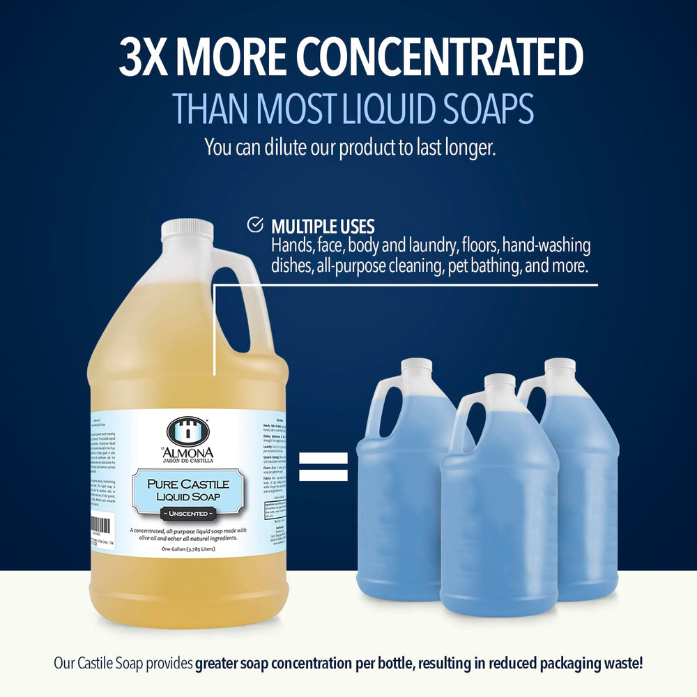 Mixing La Almona soap for laundry prewash demonstrating versatile dilution