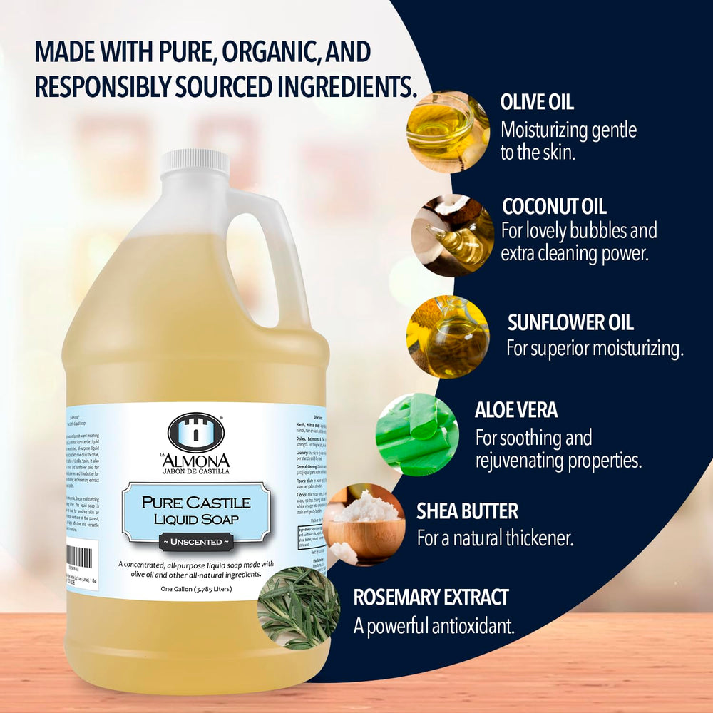 Refilling a pump bottle from La Almona gallon for convenient daily use