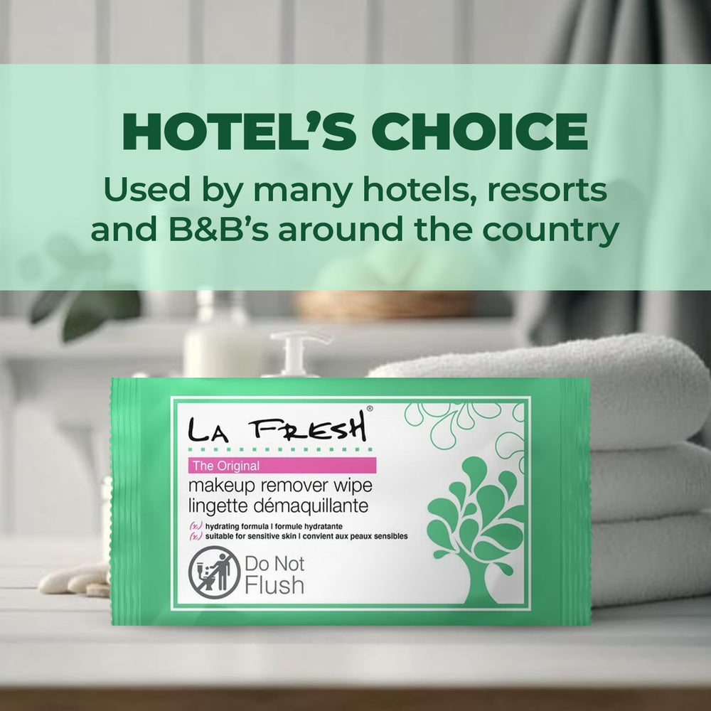 La Fresh wipes tucked in a travel bag showing portable on-the-go benefit