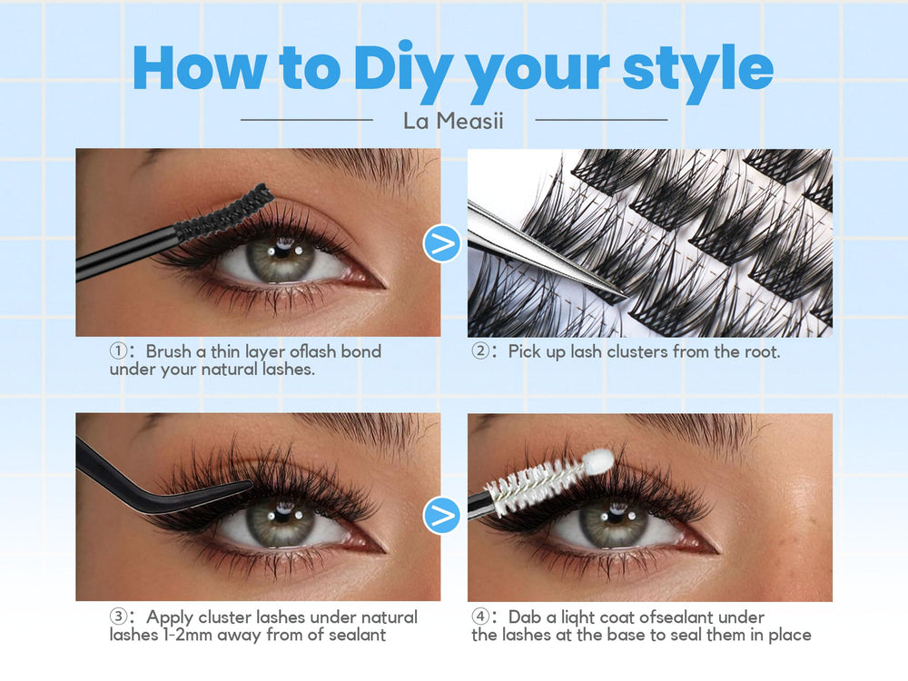 La Maesii worn on model eyes illustrating wispy, natural-looking volume for everyday wear