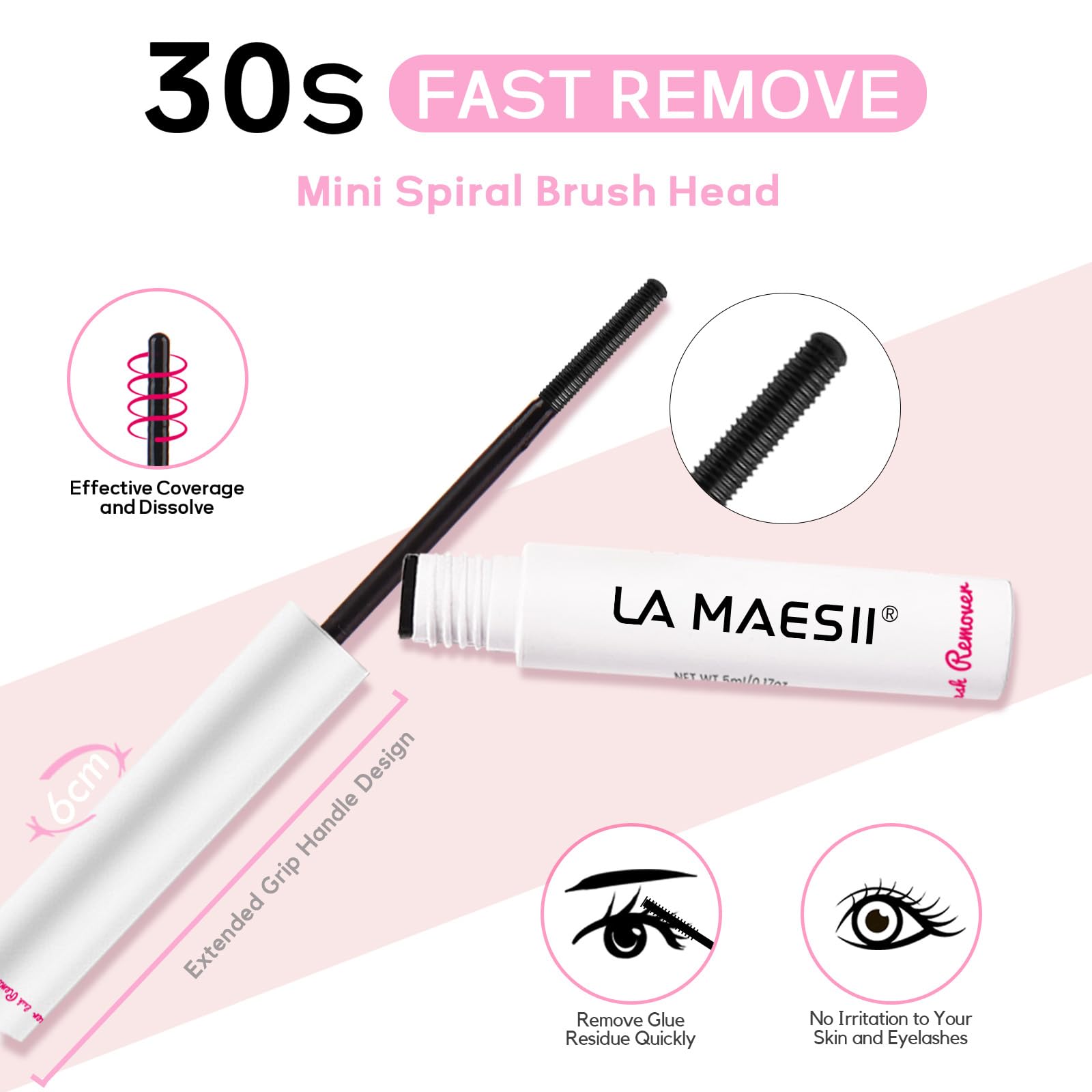 La Maesii spiral brush remover close-up showing deep adhesive dissolution benefit