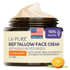 LA PURE jar front view showing citrus 2 oz packaging and inviting skincare benefit