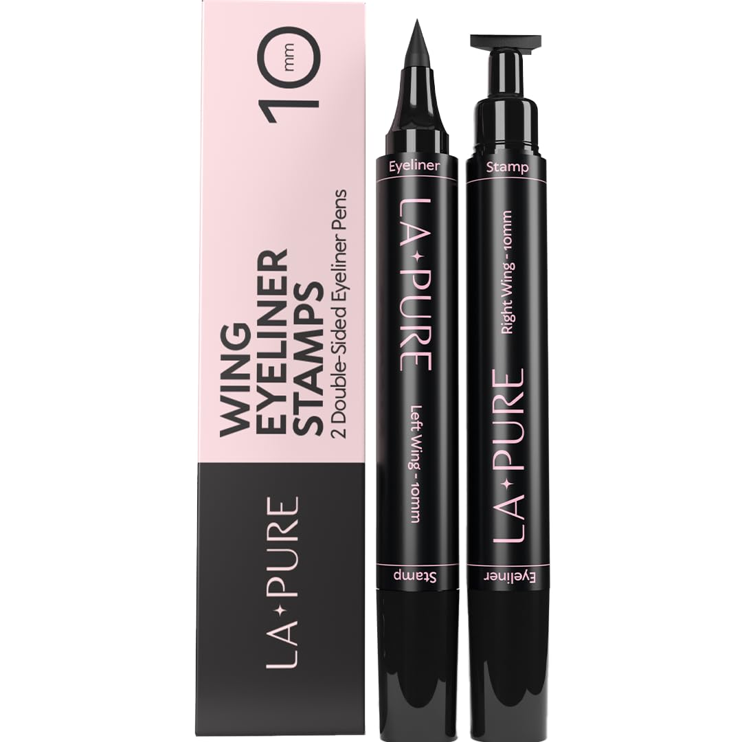 LA PURE front packaging showing two black winged eyeliner stamps for quick symmetry