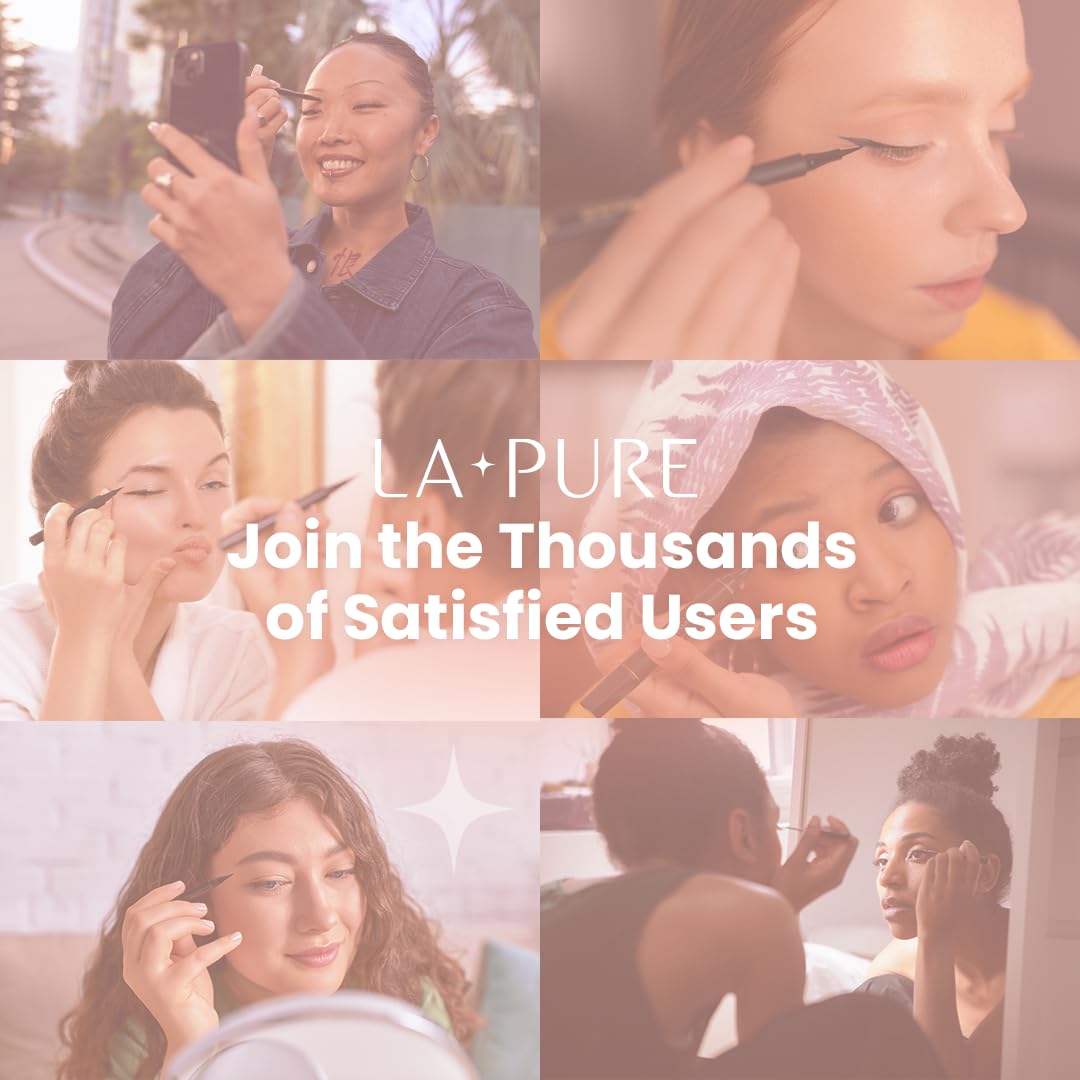 LA PURE in a makeup bag lifestyle shot emphasizing portability and everyday convenience