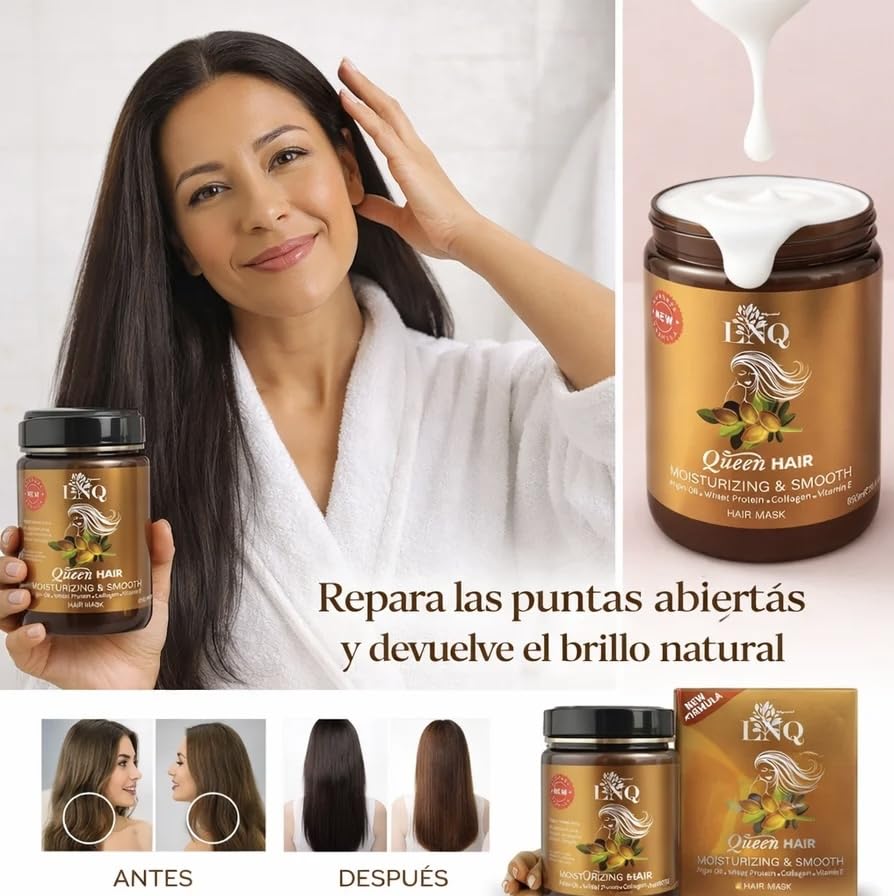 La Reina del Cabello open cap dispensing mask demonstrating convenient application benefit