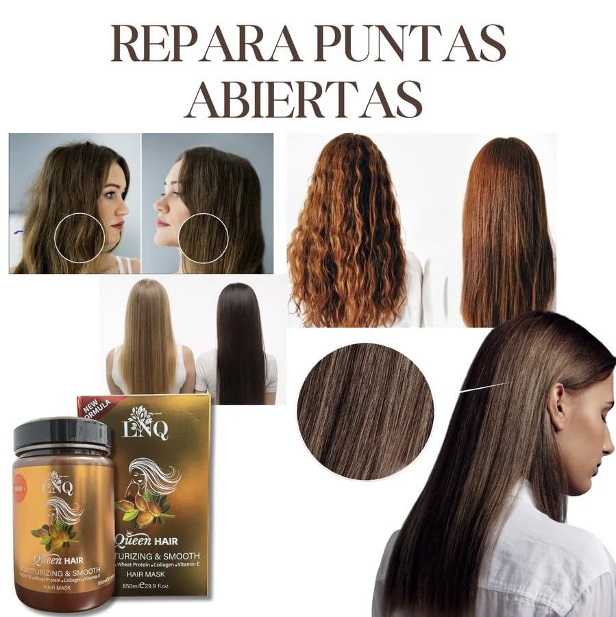 La Reina del Cabello jar next to hand for scale indicating salon-size benefit