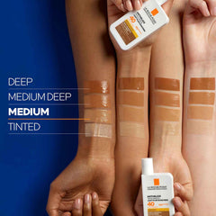 La Roche-Posay showing application with fingers for quick, lightweight coverage
