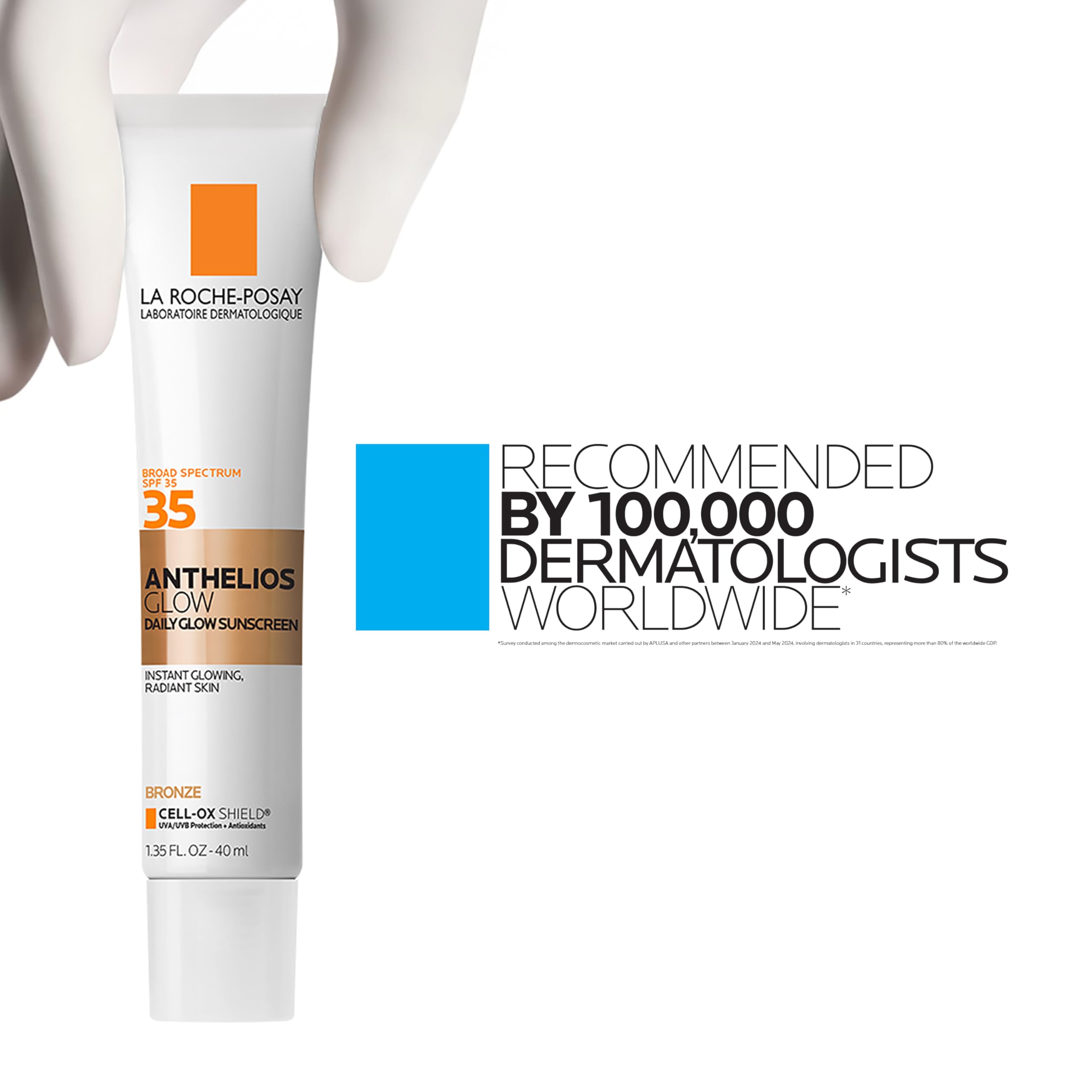 La Roche-Posay on model outdoors illustrating glowing sun-protected skin
