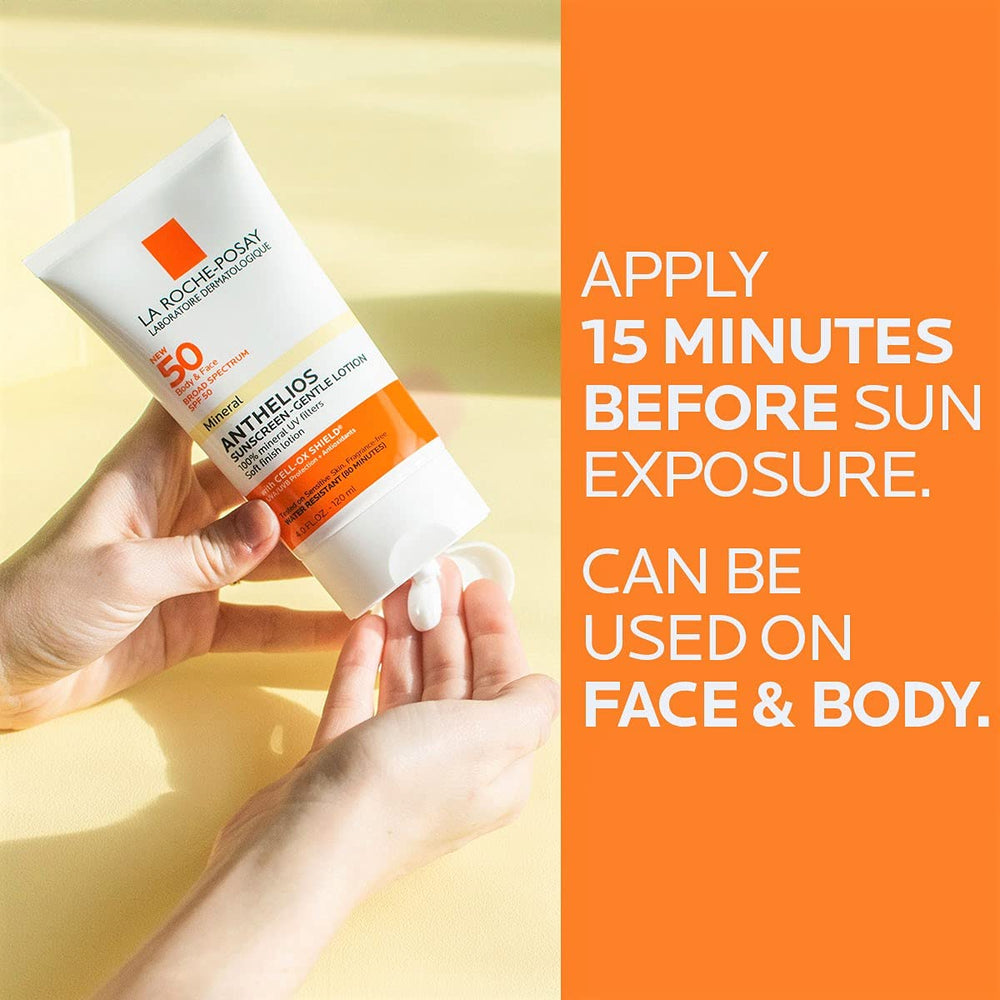 La Roche-Posay applying mineral sunscreen to face showing gentle blendability