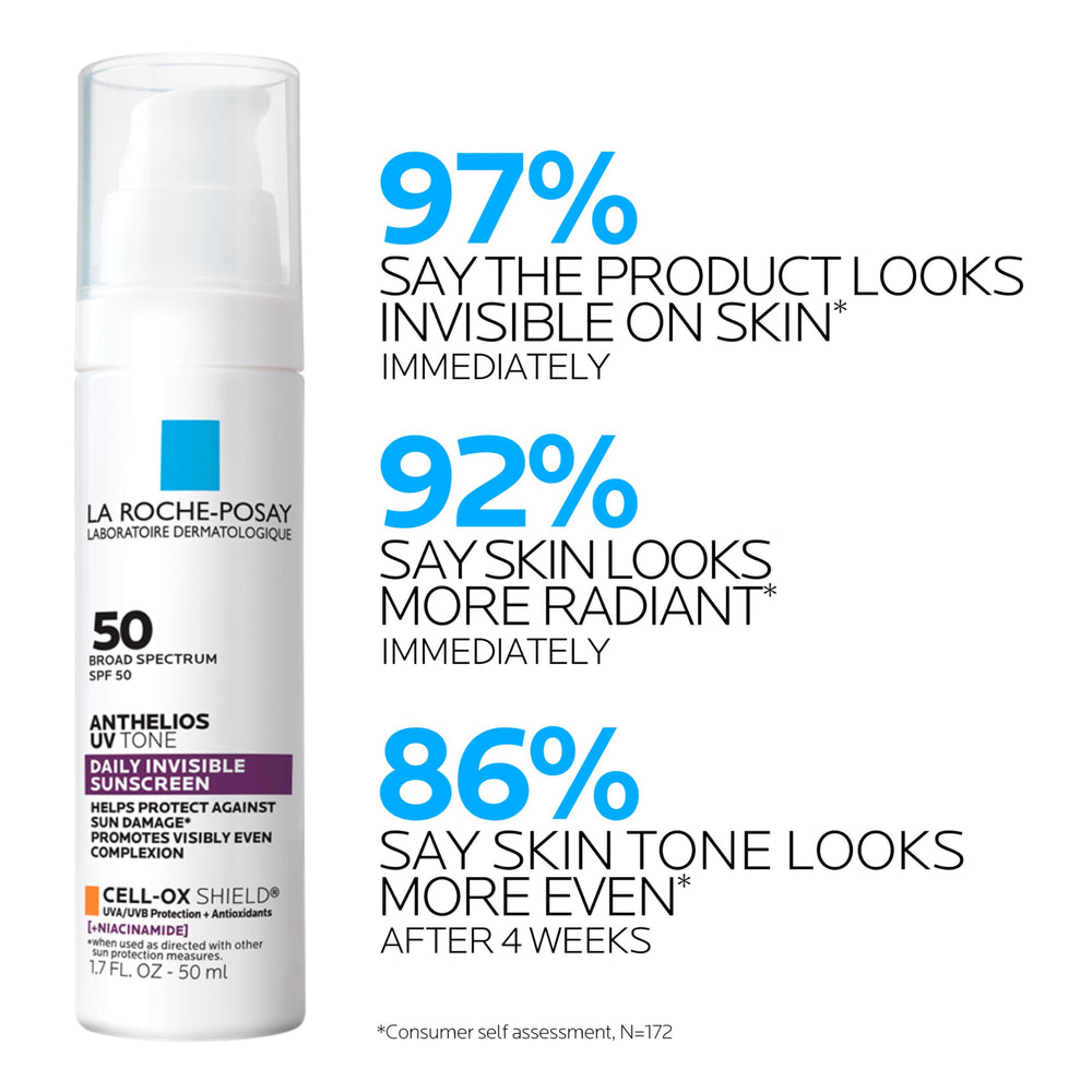 La Roche-Posay pump dispensing swatch showing sheer SPF 50 coverage