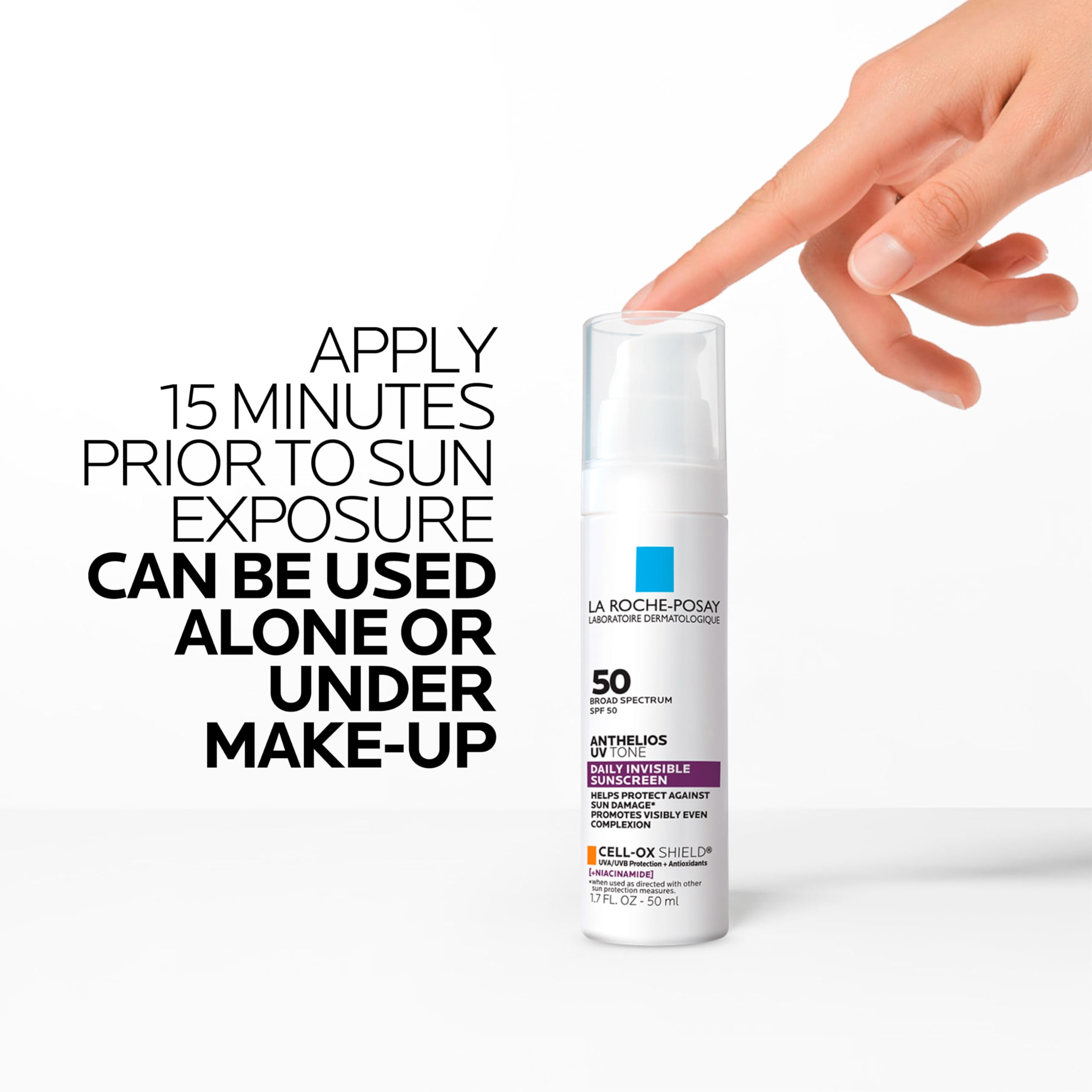 La Roche-Posay next to common items showing 1.7 oz travel-friendly size
