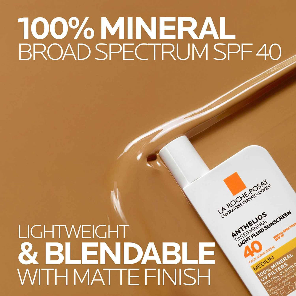 La Roche-Posay swatch on medium skin showing reduced white cast and even tint