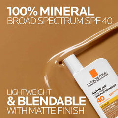 La Roche-Posay swatch on medium skin showing reduced white cast and even tint
