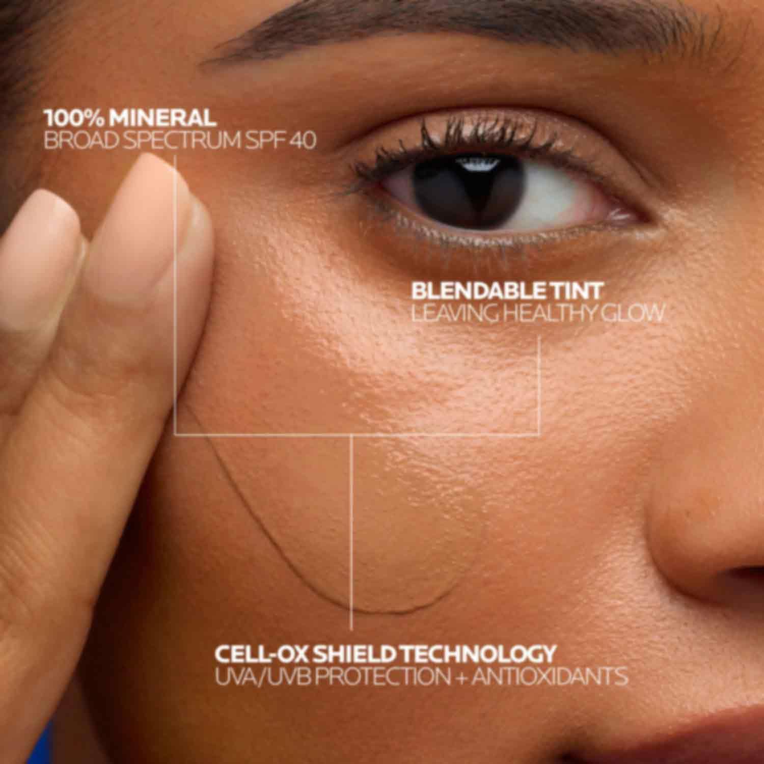 La Roche-Posay texture swatch highlighting lightweight blendable finish