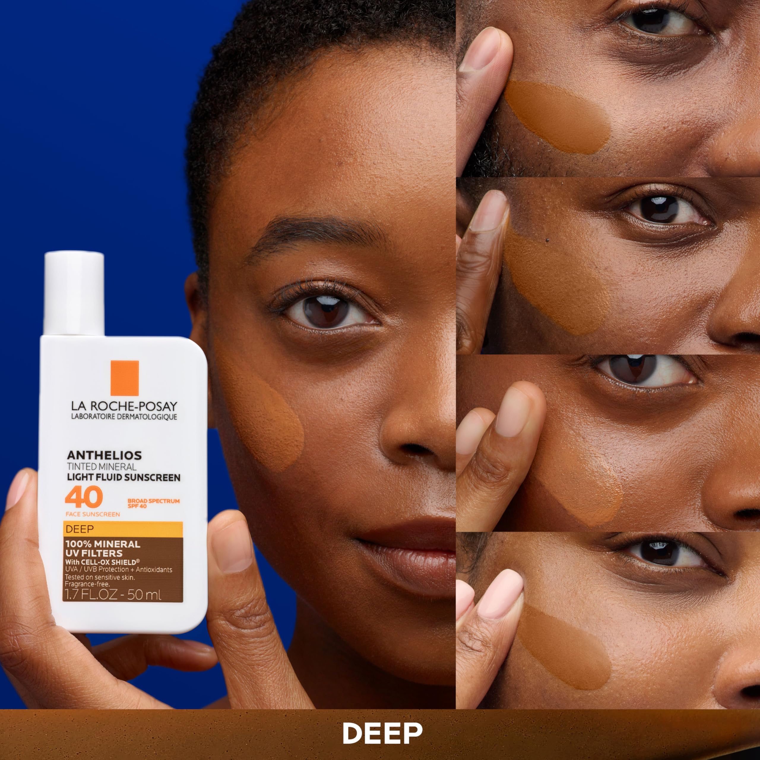La Roche-Posay tint blend on skin demonstrating reduced white cast benefit