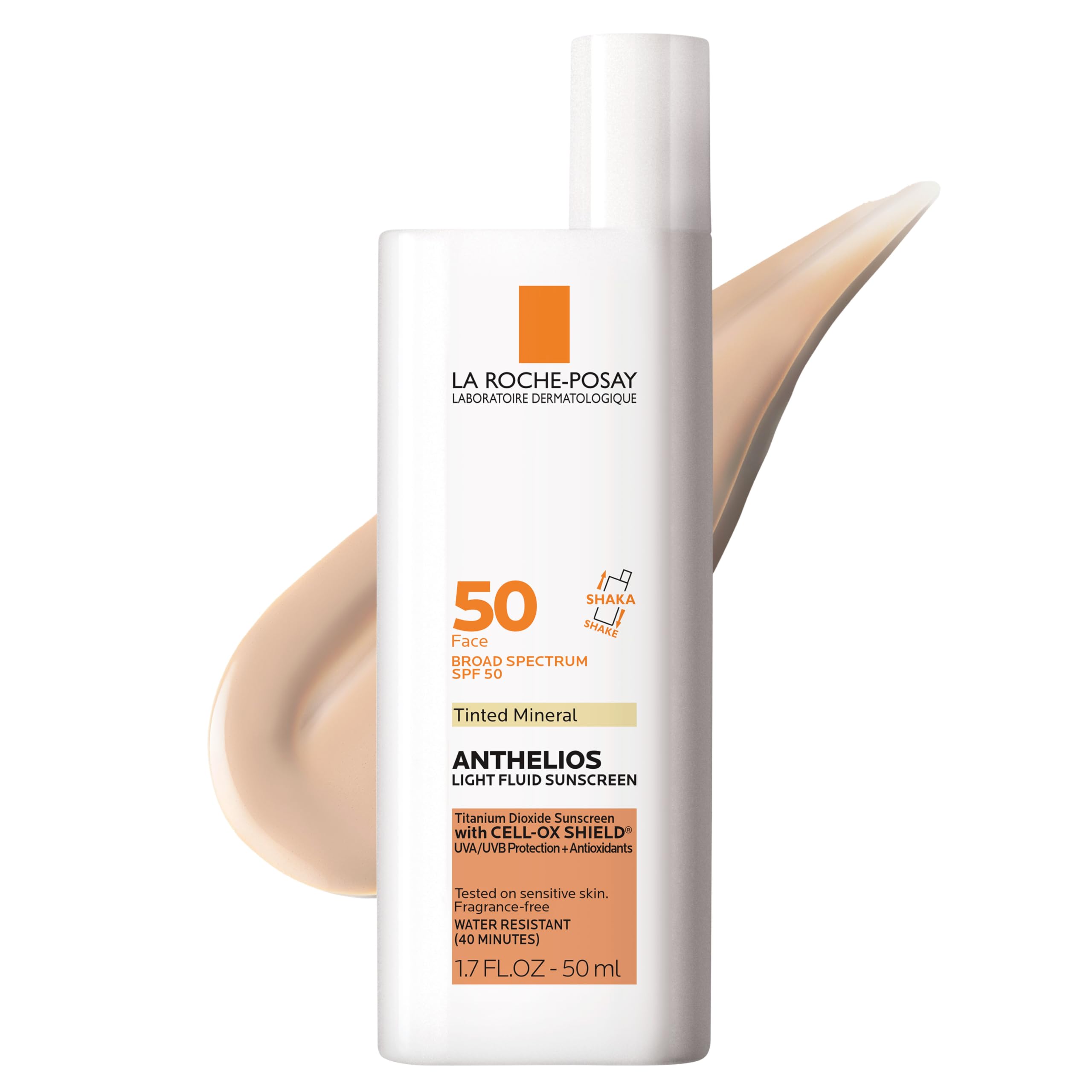La Roche-Posay front packaging showing SPF 50 and tinted mineral finish benefit