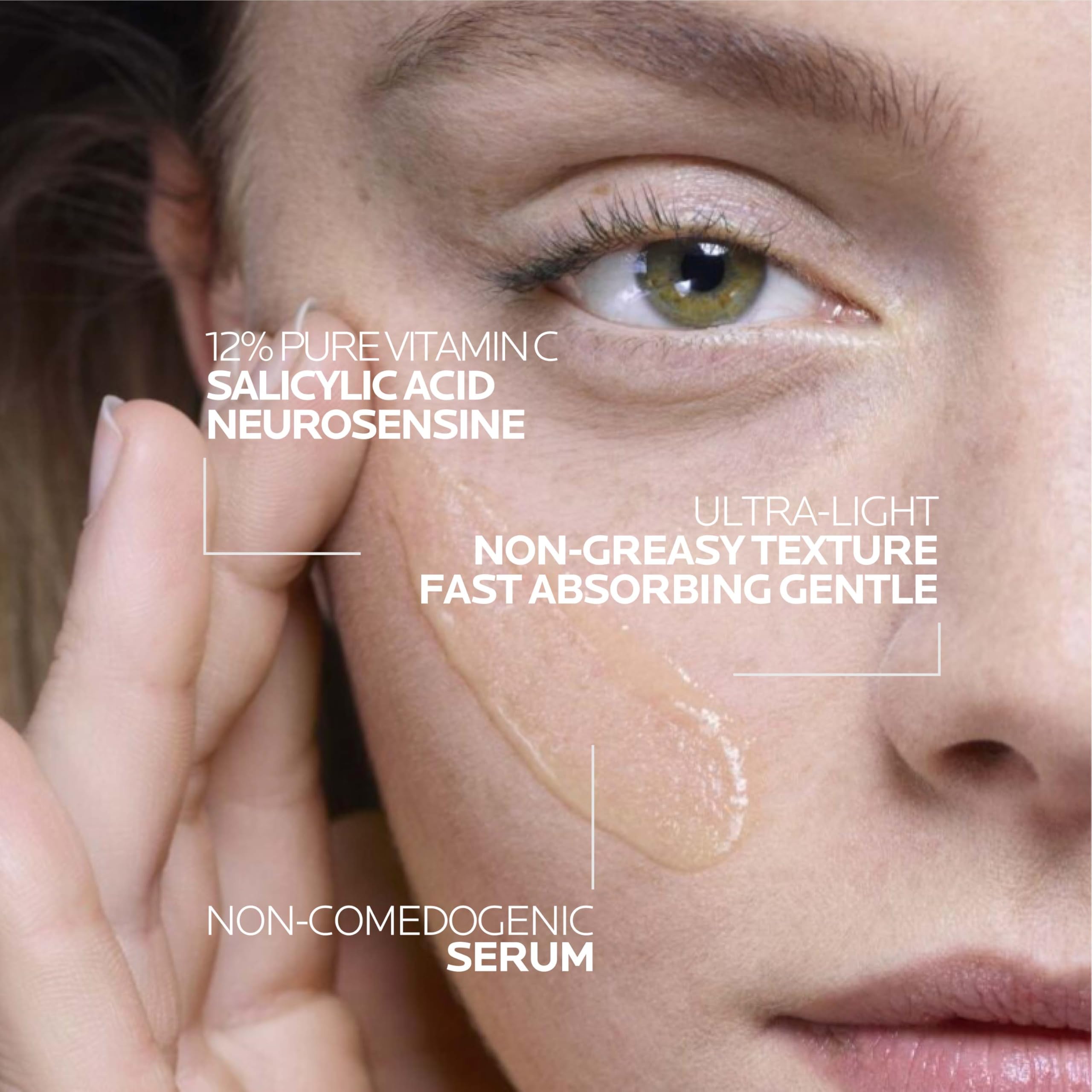 La Roche-Posay bottle beside hyaluronic illustration indicating plumping effect