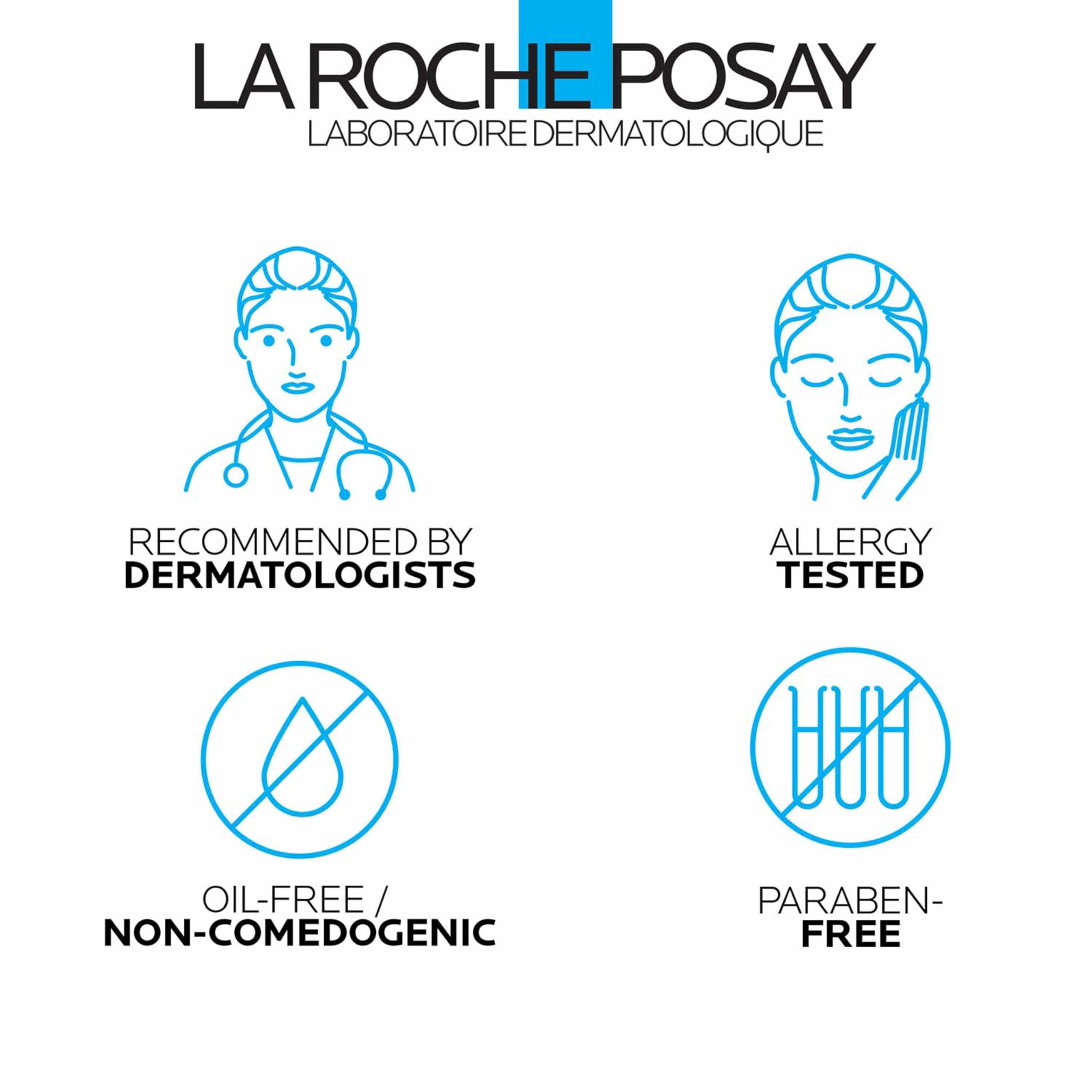 La Roche-Posay bottle next to hand showing large 13.52 oz size