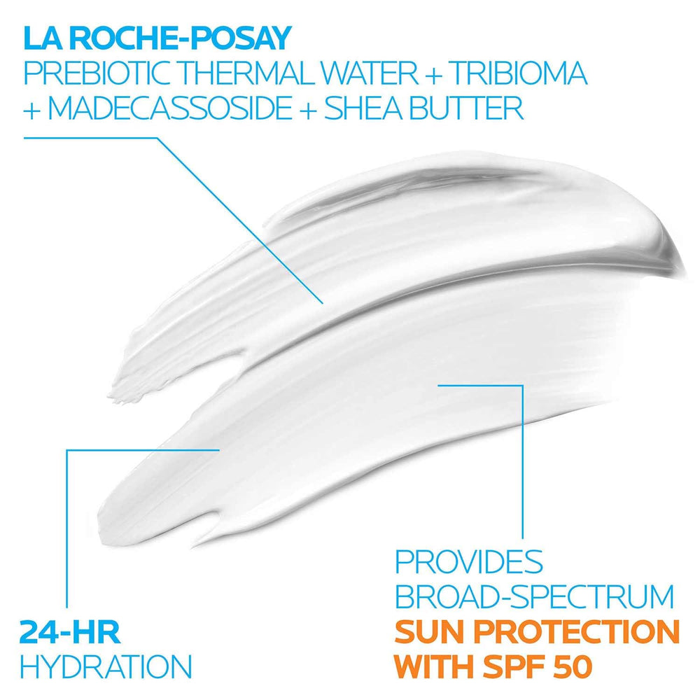La Roche-Posay balm applied to cheek displaying gentle face calming benefit