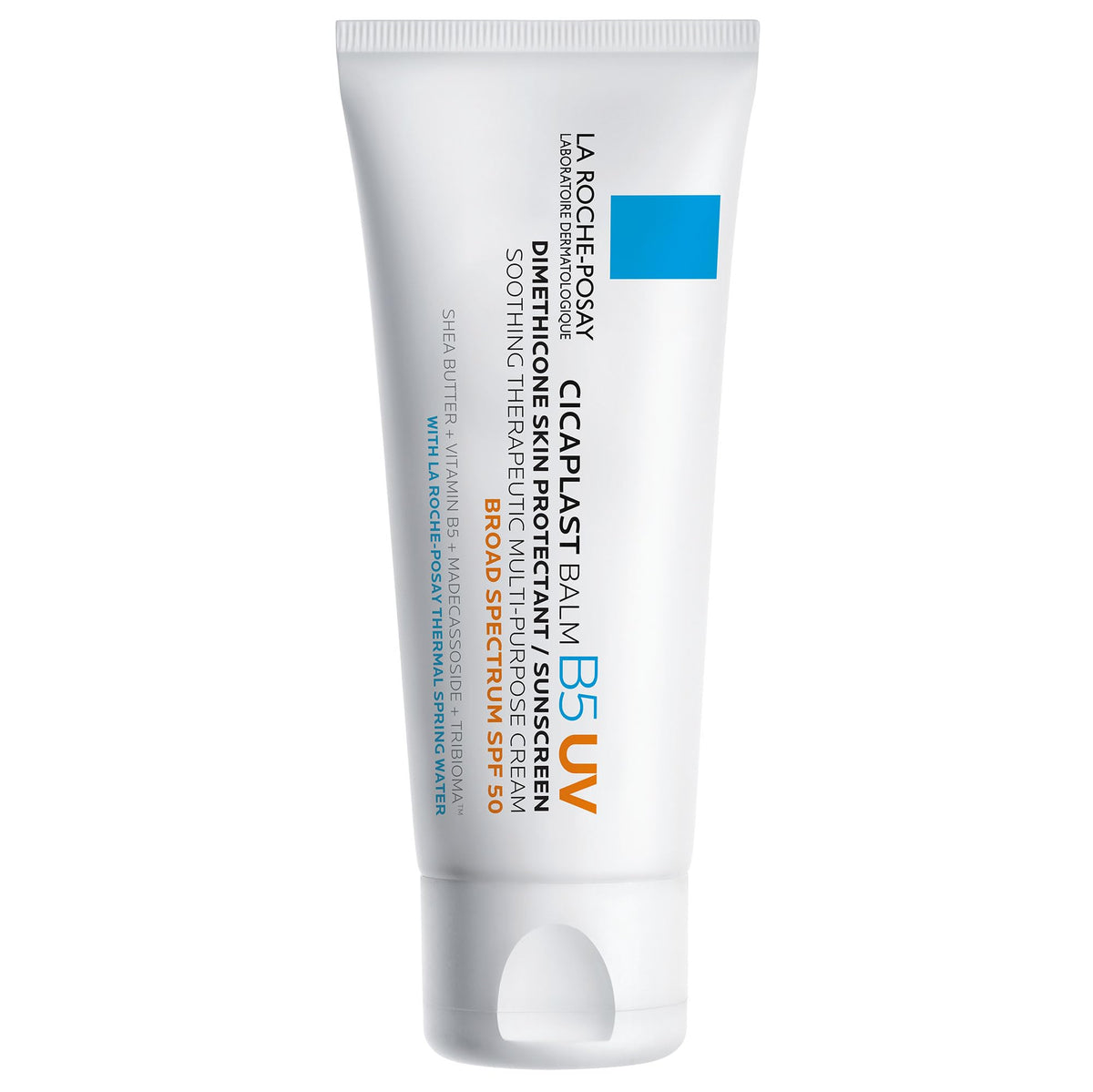 La Roche-Posay tube front view showing branding and SPF 50 protection benefit