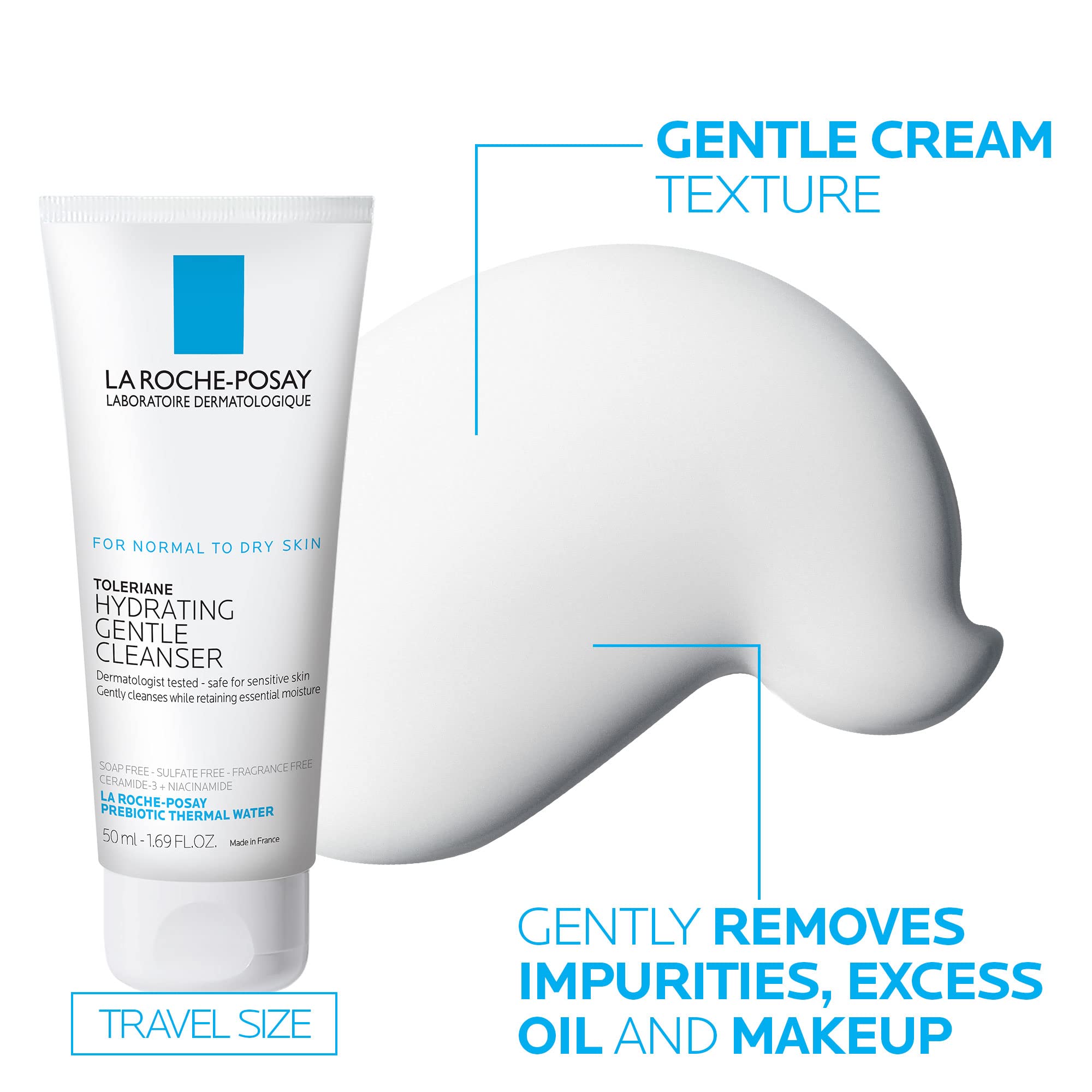 La Roche-Posay cleanser lather on fingers showing gentle foam and hydration