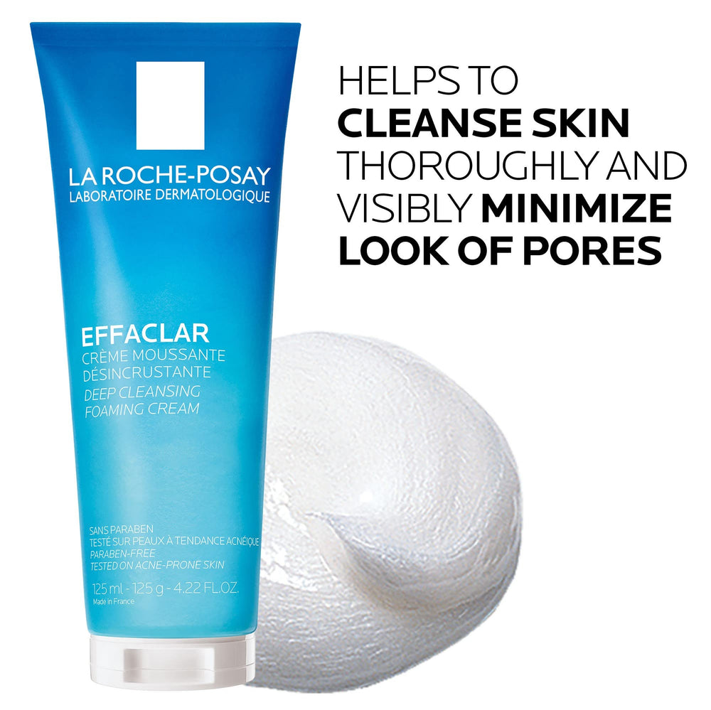 La Roche-Posay bottle next to hand showing 4.23 oz size scale