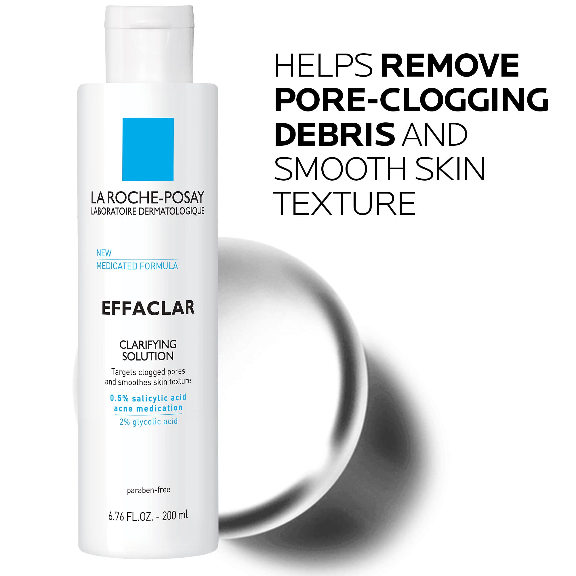 La Roche-Posay bottle in hand showing 6.7 oz scale for convenient daily use