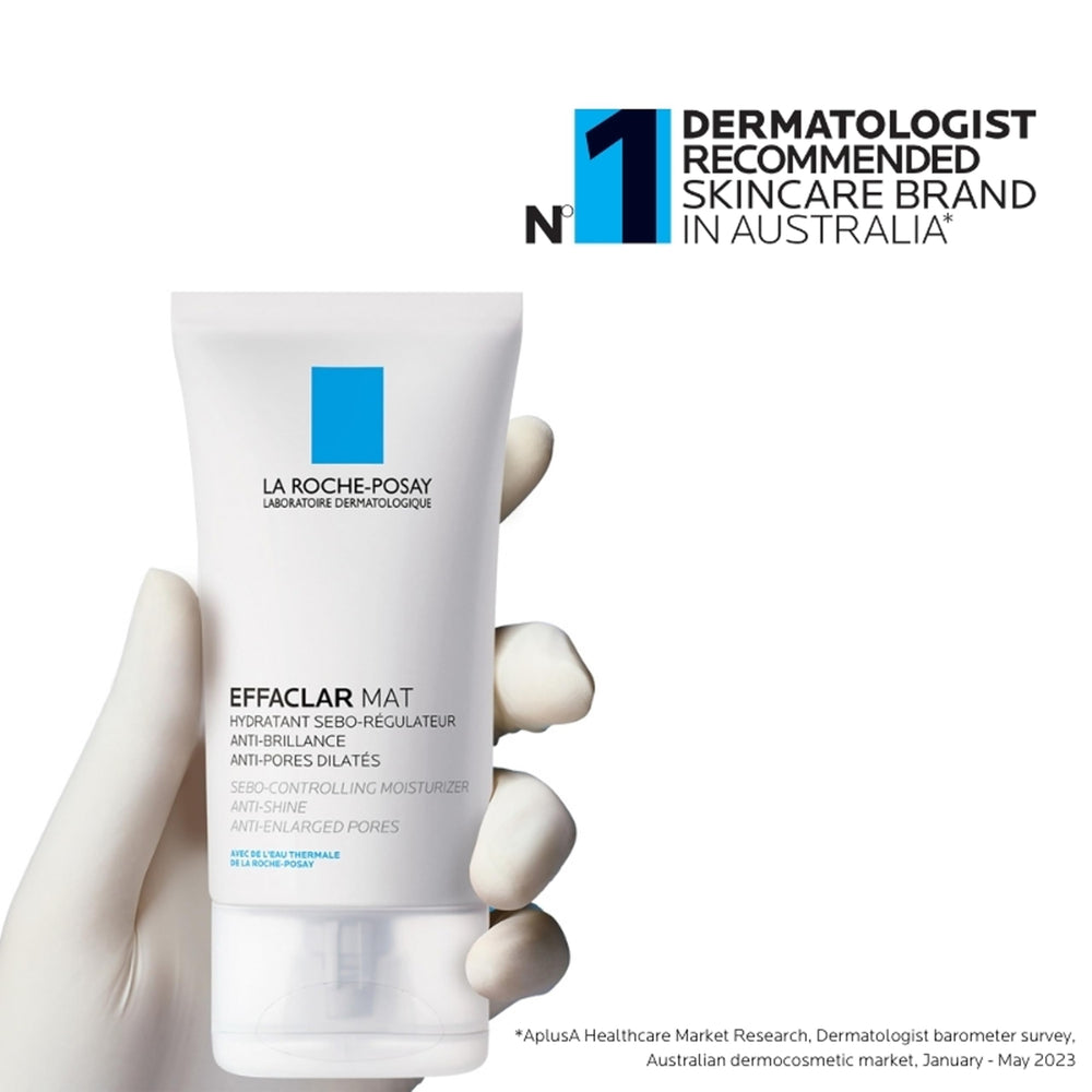 La Roche-Posay label close-up showing non-comedogenic, paraben-free claims for reassurance