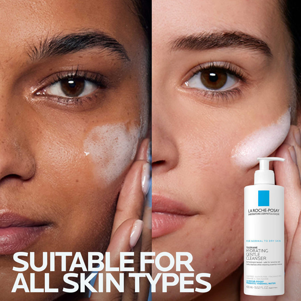 La Roche-Posay in-hand application demonstrating easy rinsing and comfort