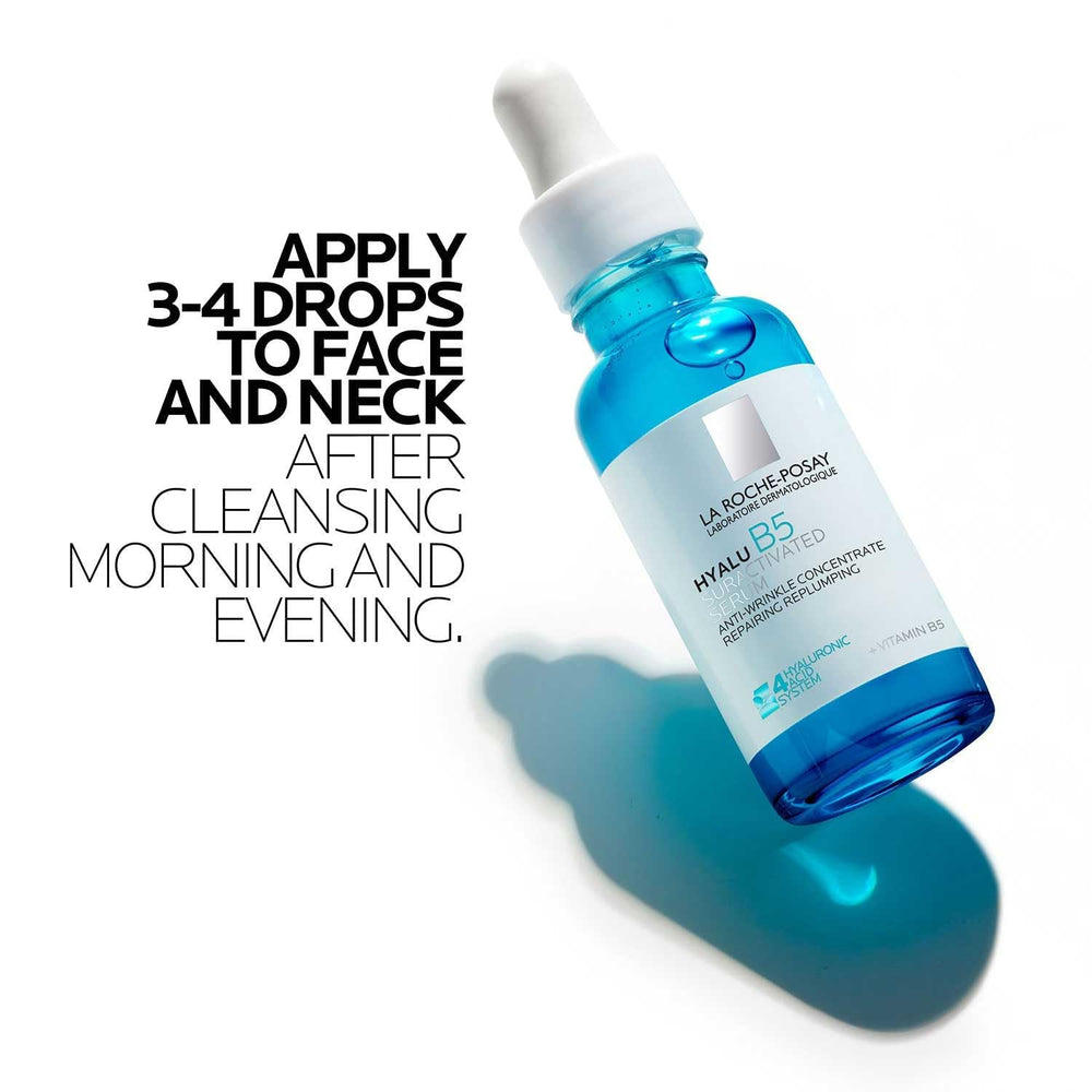 La Roche-Posay bottle on bathroom counter demonstrating routine use