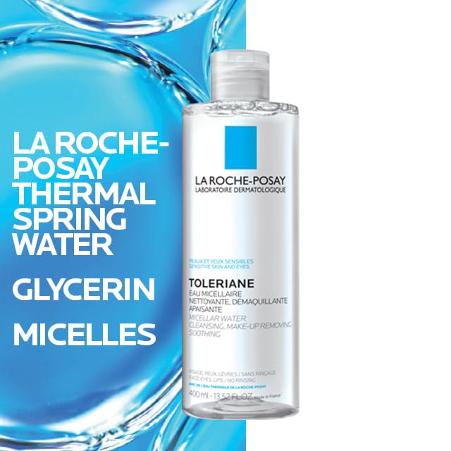 La Roche-Posay micellar water on bathroom shelf for everyday routine