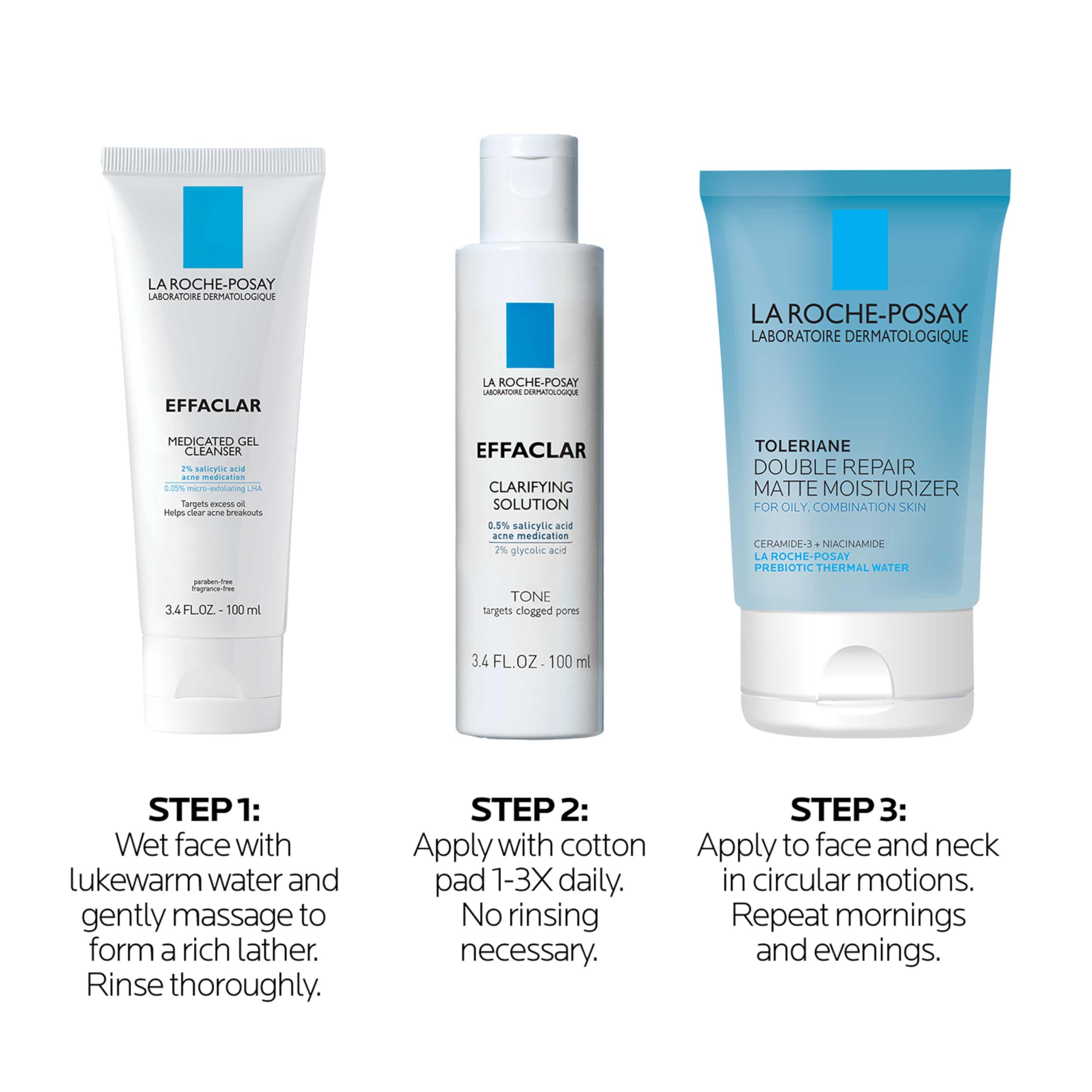 La Roche-Posay products staged on a bathroom shelf to show everyday skincare placement
