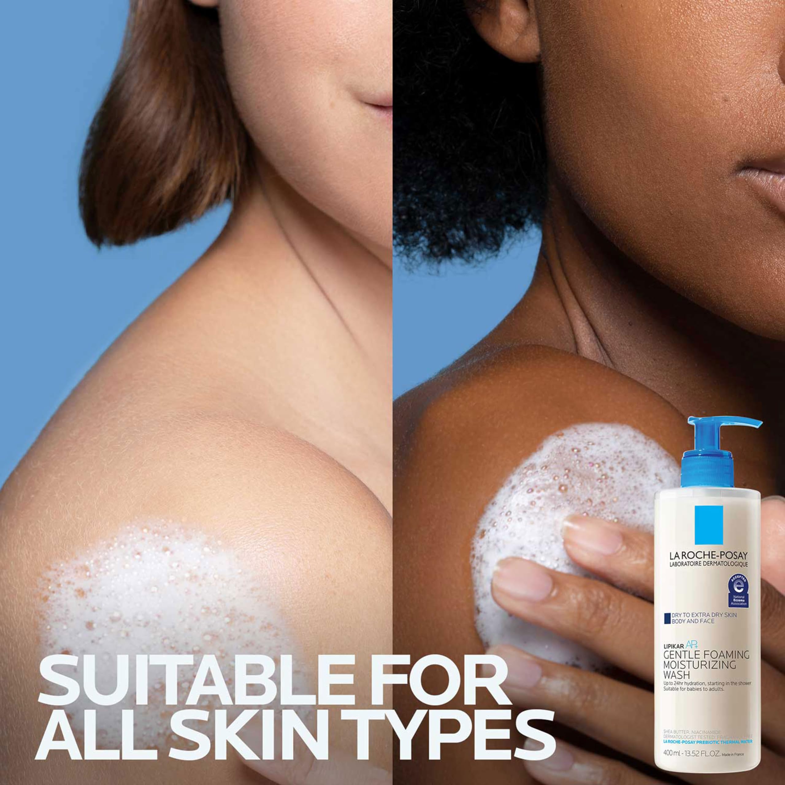 Thermal water splash image with product, emphasizing La Roche-Posay mineral-rich soothing