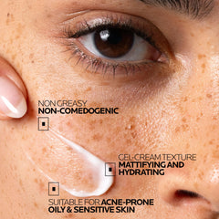 La Roche-Posay gel cream texture from open tube illustrating light finish