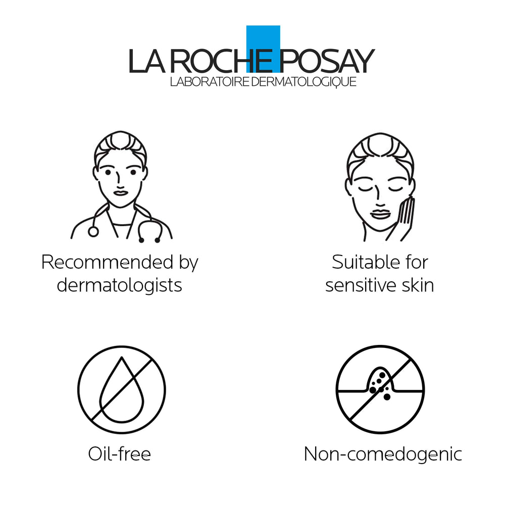 La Roche-Posay 1.35oz beside common items showing compact travel-friendly benefit