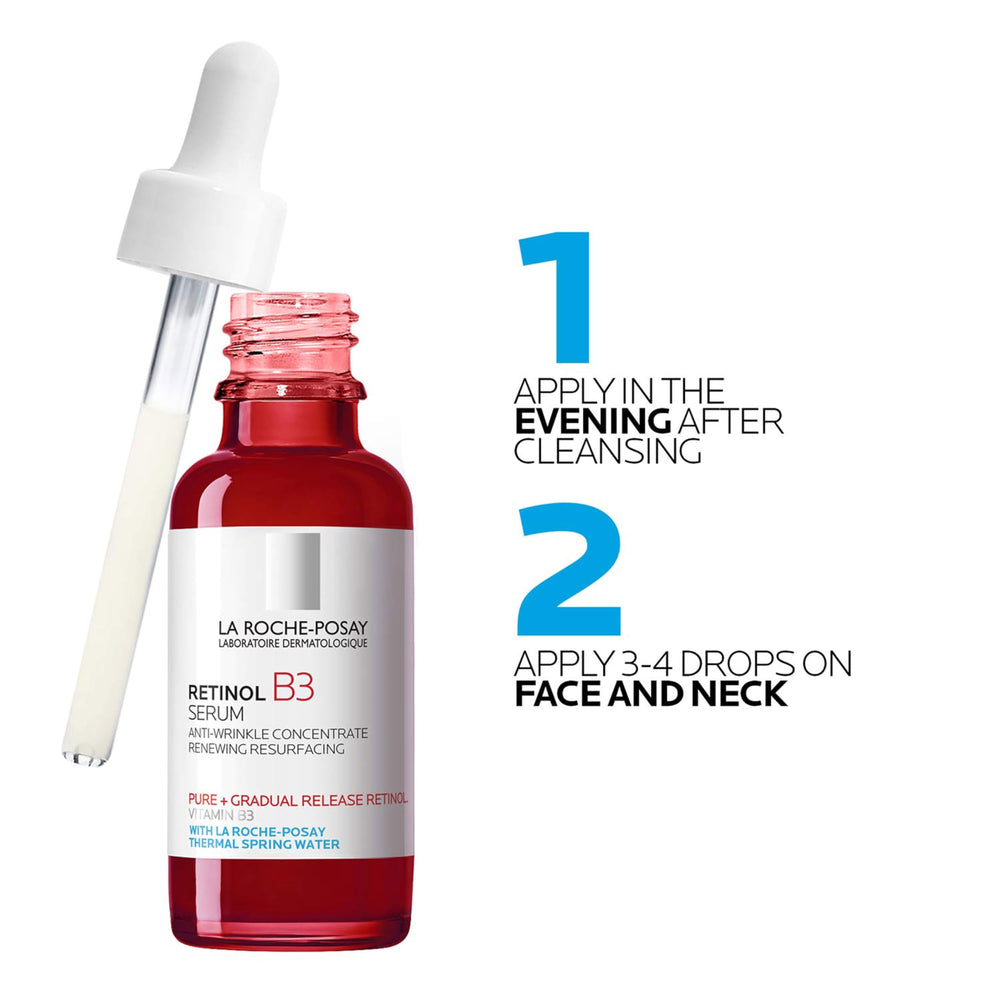 La Roche-Posay 1oz bottle beside common items to show true size and portability