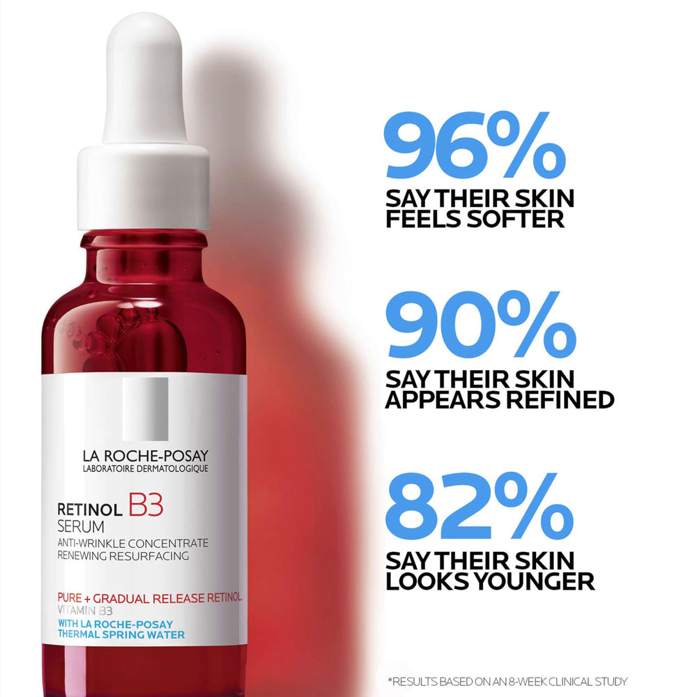 La Roche-Posay serum texture on skin demonstrating lightweight hydrating finish