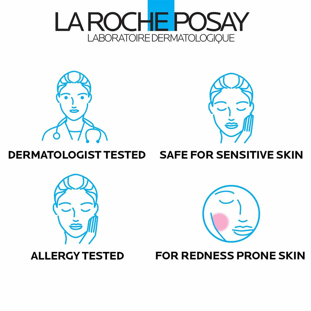 La Roche-Posay next to ruler showing 1.35oz size for travel convenience