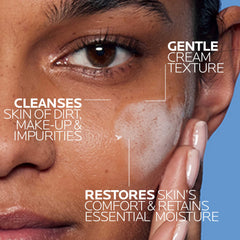 La Roche-Posay creamy texture on fingertip for hydrating feel benefit