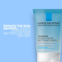 La Roche-Posay cream texture close-up showing lightweight matte finish