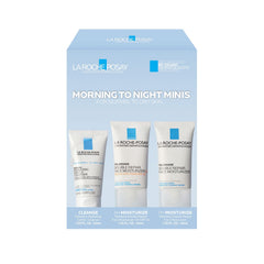 La Roche-Posay front packaging showing the three travel-size Toleriane items and benefit