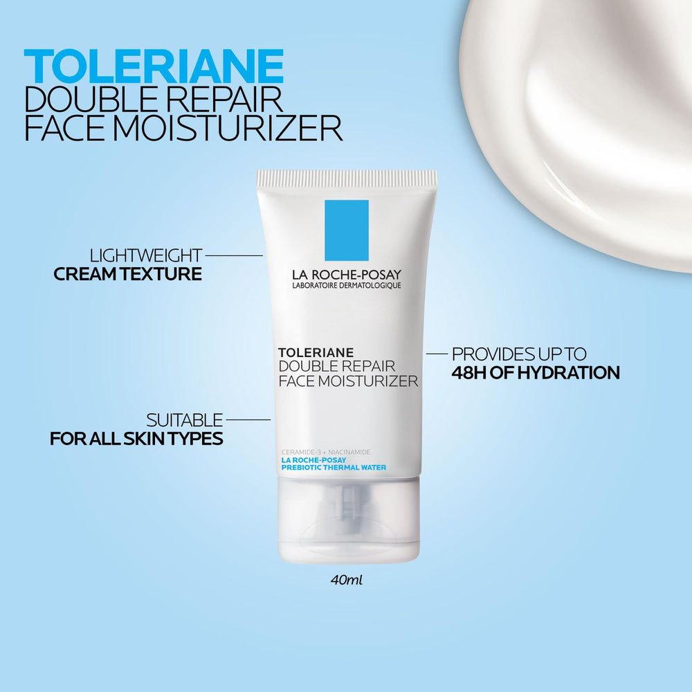 La Roche-Posay travel pouch with minis showing portability and TSA-friendly benefit