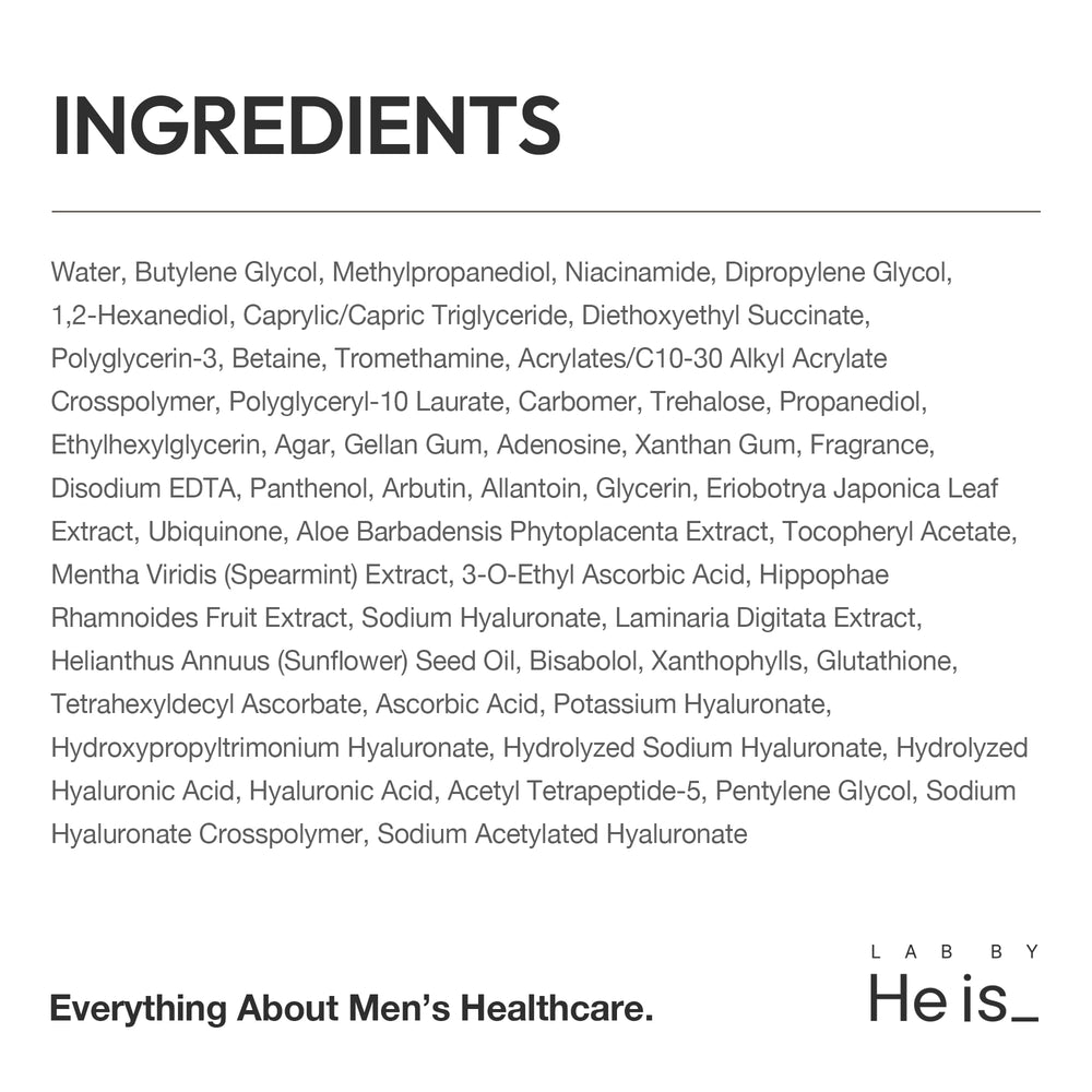 LAB BY He is_ recyclable packaging and back label emphasizing transparency