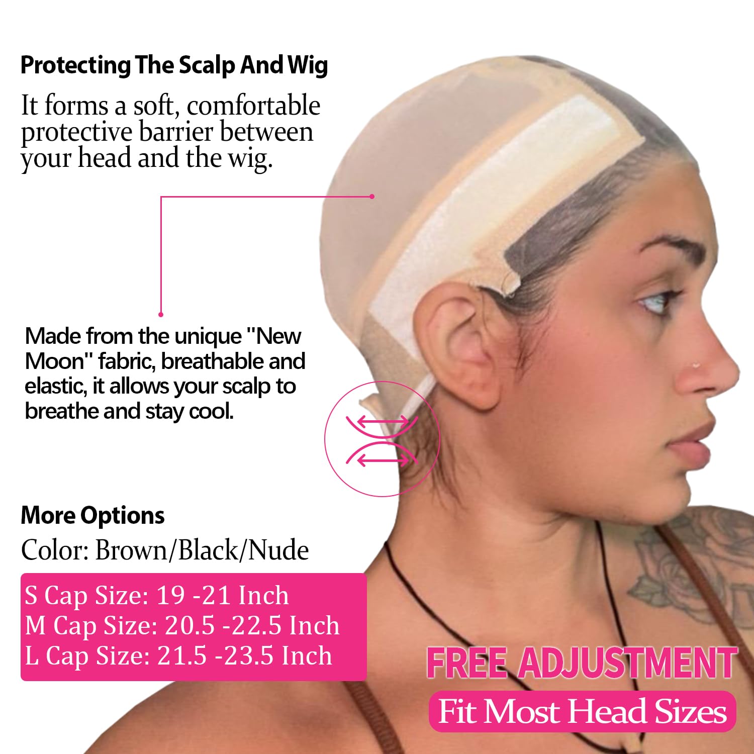 Labhairs cap in use woman installing wig easily and comfortably