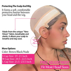 Labhairs cap in use woman installing wig easily and comfortably